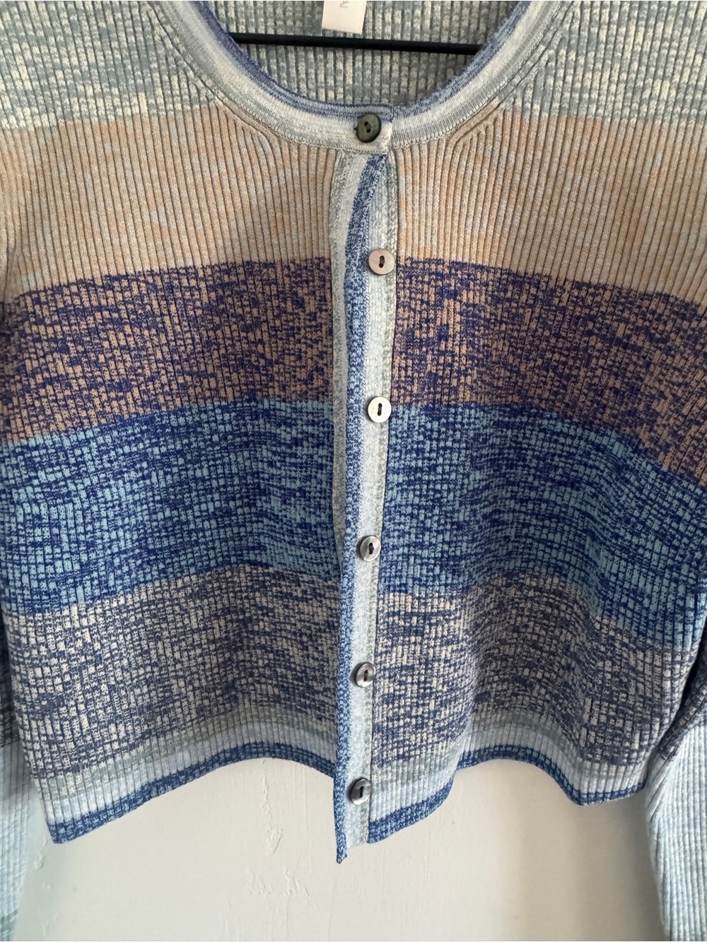 NEW Jonathan Simkhai Blue Striped Crop Cardigan L - Picture 4 of 6